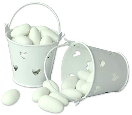 EinsSein 10x Seau d'amour Set Mini blanc boites carton boite cadeaux canetons decorer a dragees dentelle mariage dragee dragée dragee chocolat confettis fete bapteme table invite deco anniversaire