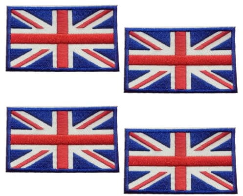 4 Pcs British Union England Flag Patch British Union Jack Patch Tactical United Kingdom Flag Patches Hook for Military Uniform Tactical Bag Jacket Jeans Hat
