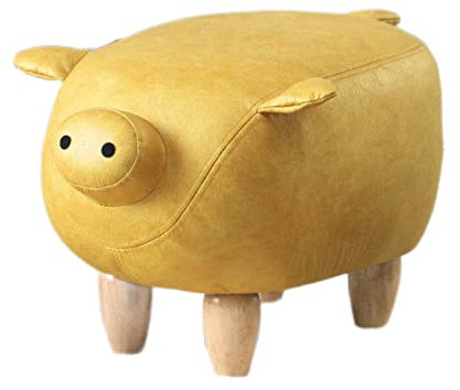 Animal Fußhocker Schwein Niedriger Hocker - Kunstleder mit Holzbeinen für Schlafzimmer oder Wohnzimmer - Einzigartiger und stilvoller Sofa-Hocker-Polsterung für zusätzlichen Komfort