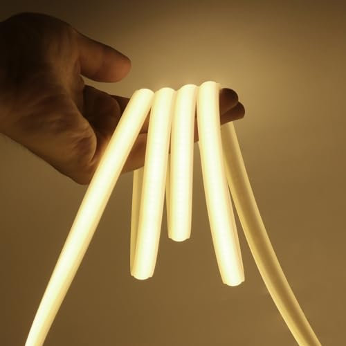 KISUFU 220V Néons Ruban LED COB, IP65 Etanche 288 LEDs/M dimmable Bande LED avec télécommande Panneau tactile, Flexible Bande Lumineuse pour Intérieur Extérieur Décoration.