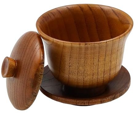 ZONADAH Tasse à Thé Chinois, Bol à Thé en Bois, Set de Thé Chinois, Tasse à Thé Kung Fu avec Couvercle, Tasse à Café, Tasse à Vin Vintage pour Boire Thé, Café, Vin, Bière
