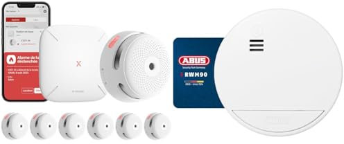 X-Sense XS01-M ProConnected Rauchmelder mit SBS50 Basisstation & ABUS Rauchmelder RWM90 - mit austauschbarer 5-Jahres-Batterie - DIN EN14604 Zertifiziert 85 dB Alarmlautstärke - Weiß
