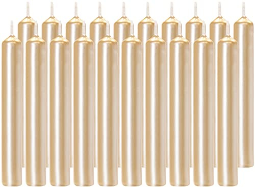 BRUBAKER 20er Pack Geburtstagskerzen Blassgold 9,5 cm | Kleine Spitzkerzen für Geburtstag, Magie, Rituale oder Partydekoration - Dekokerzen mit 1,25 cm Durchmesser - Stabkerzen