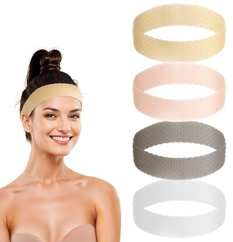 Perückenband Zubehör, 4 Stück Silikon Wig Grip Band Perücken Zubehör Nahtloses Perückenfixier-Stirnband Elastisches Rutschfestes Perückengriff-Stirnband Für Frauen Männer Zur Befestigung Von Perücken
