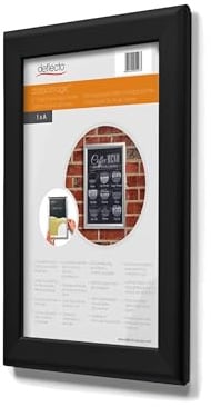 Deflecto A4 Snap Frame Black Pack of 5, Aluminium Clip Frame Wall Display | Front opening aluminium picture frame for posters, certificates and photos. Wall mount display for home, office or retail.