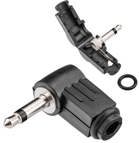 HB-DIGITAL 3,5mm Mono Klinkenstecker gewinkelt mit vergoldeten Kontakten, hochwertiger Audio-Stecker für stabile, rauschfreie Verbindungen bei Musikanlagen, Instrumenten und Geräten