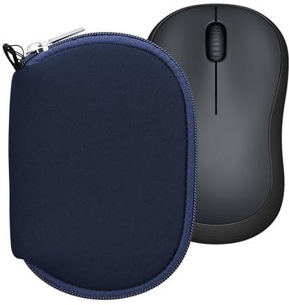 kwmobile Neoprene Case Compatible with Logitech M220 SILENT / M235 / M185 - Case for Mouse Soft Pouch Carry Bag - Dark Blue