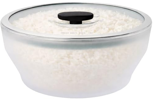 Anyday Almacenamiento de alimentos de vidrio de 12 tazas con tapa de vidrio, plato hondo redondo, extra grande, utensilios de cocina para microondas y preparación de comidas sin plástico, vaporizador