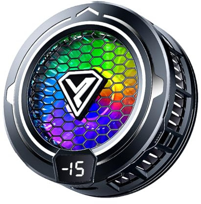 COOBILE Phone Cooling Fan, Magnetic Radiator with RGB Lights, Universal Compatibility for Android/iPhone/iPad, Large-Area Conduction Cooling (Cooler 2 black)