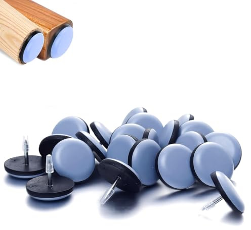 24 Pcs Furniture Slider Pads, 19mm Round Chair Leg Floor Protectors, Nail-in Covers, Easy Moving on Carpet Hardwood Tile