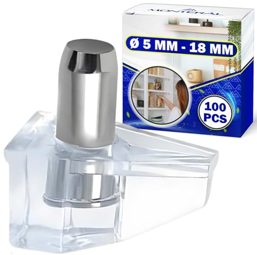 100x Regalbodenträger Ø 5-18 mm Hergestellt aus Zink Aluminium Legierung | Einlegeboden Halter für Schränke - MONTERAL
