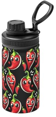 Vakuum-Wasserflasche aus Edelstahl, 340 ml, Chili Hot Green Peppers, leichte Sportflasche