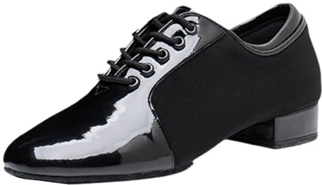 Viaoragiosa Zapatos De Baile Latino Hombre,Cuero Lace Up EstáNdar,Zapatos De Baile para Hombre,Zapatillas De Baila Moderno Y Jazz,SalóN Zapatos De Baile Hombre,Negro,para Jazz Moderno