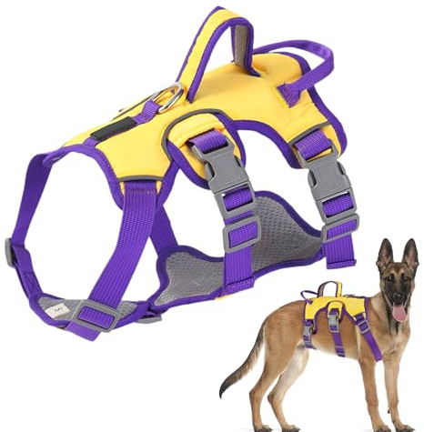 Wisebom Mehrzweck-hundegeschirr, Ausbruchsicheres Anti Zug Hundegeschirr, Anti Zug Geschirr Hund Sicherheitsgeschirr, Hundegeschirr Kleine Hunde für Kleine Mittelgroße Hunde (Gelb, M)