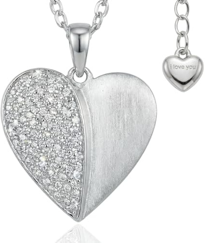Hannah’s Treasures Herzkette Silber 925 Damen Kette Herz mit Anhänger | Rhodiniert & verstellbar (40-45cm). Herzanhänger in Silber, teilvergoldet oder mit Zirkonia. Geschenkidee für Frauen