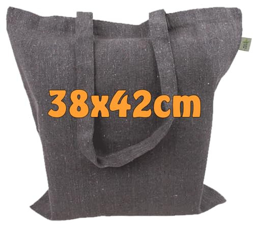 Cottonbagjoe 25 Recyclingtaschen aus recycelter Baumwolle | 38x42 cm | Öko - Baumwolltaschen | robust, mit dickem Stoff und langen Henkeln | Stofftaschen