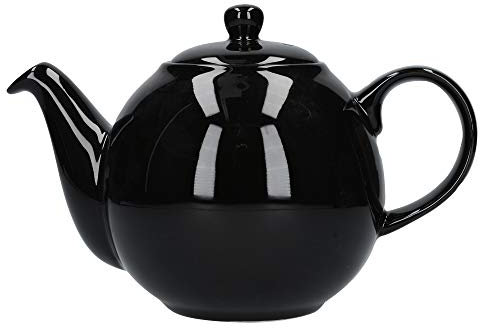 London Pottery Théière Globe 32185 avec passoire, en céramique, noir brillant, capacité de 4 tasses (900 ml)