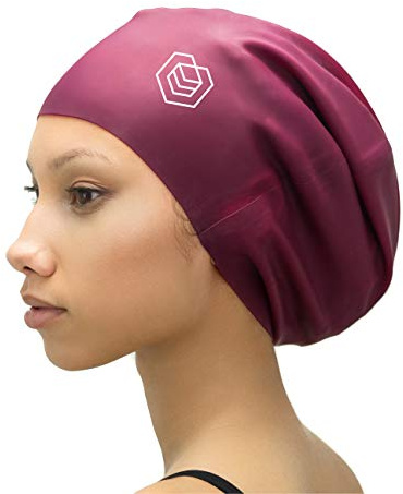 SOUL CAP – Large Swimming Cap for Long Hair - Designed for Long Hair, Dreadlocks, Weaves, Hair Extensions, Braids, Curls & Afros - Women & Men - Silicone (Burgundy, XL)