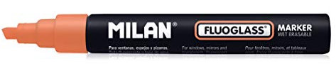 MILAN® Caja 12 rotuladores para cristal Fluoglass punta biselada naranja