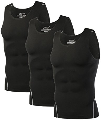 Audoc Mens 3 Pack Compression Tank Tops Sleeveless Compression Shirt