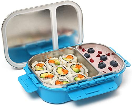 Signoraware Edelstahl Bento-Box Erwachsene Lunchbox für Männer, Frauen, Kinder, Bento-Lunchbox, auslaufsicher, zwischen 2 Fächern, Mahlzeiten-Vorbereitungsbehälter, Lunchbehälter für Erwachsene und
