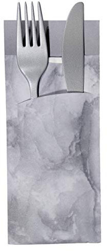 Gastropapier 520 Bestecktaschen mit Serviette grau marmoriert 20 cm