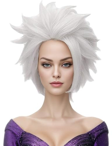 Morvally Kurzhaarperücke, silbergrau, Anime, mehrlagig, Cosplay, Kostüm, Halloween, Perücke für Erwachsene, 57,15 cm, WIG