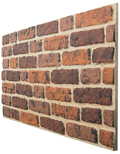 4 Pack EPS Polystyrene Panels 120x50cm 3D Brick Effect Wall Cladding Decopano Red | Decorative Brick Slip Panels for Kitchen, Livingroom, Accent Wall & Children's Bedroom | 2,4sqm/Box