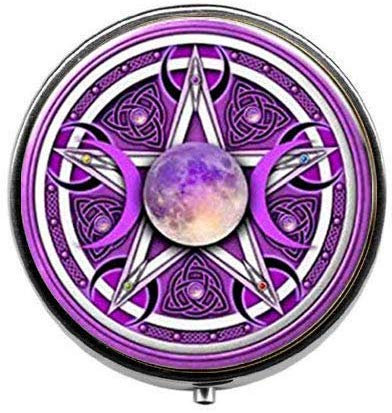 Charm violet triple lune déesse pentagramme protection Wicca croissant de lune amulette surnaturelle – boîte à pilules pour photo d'art – boîte à bonbons en verre