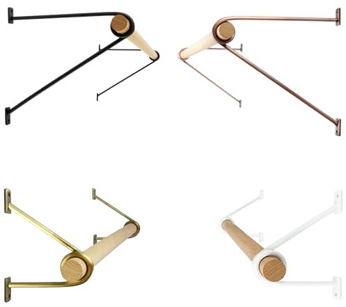 Natural Goods Berlin Wandgarderobe GARD Prenzlberg | Kleiderstangenhalterung Wand | 8mm Materialstärke | Garderobenstange | DIY (Weiß, T26 x B80cm Kleiderstange)