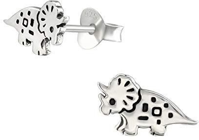 Laimons Mädchen-Ohrstecker Triceratops Dinosaurier Dino oxidiert 10 x 5mm aus Sterling Silber 925