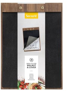 SECURIT - Menühalter A4 Typ Clipboard aus Walnussholz und Kunstleder – Präsentation Menü Restaurant
