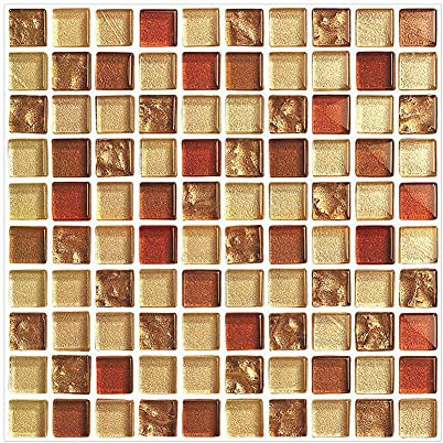 CONPHERON 10 Fogli Mosaico Carta Adesivi Sticker Decorativi per Piastrelle Cucina Vinile Impermeabile PVC Autoadesivo Carta da Parati per Bagno Cucina, 20X20cm, Mosaico 1