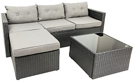 MaxxGarden Salon de Jardin - Mobilier de Jardin - Canapé de Jardin 4 Places avec Coussins - Table de Jardin