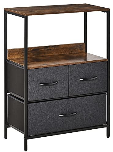 HOMCOM 3 Drawer Storage Chest Unit Home Cabinet w/Shelves Home Living Room Bedroom Entryway Living Furniture, Black