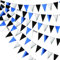 30Ft Navy Blue Silver Black Bunting Banner Party Decorations Royal Blue Paper Triangle Flag Pennant for Wedding Birthday Bridal Baby Shower Nautical Ahoy Anchor Pirate Halloween Christmas Party Decor