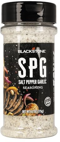 Blackstone 4229 Salz Pfeffer Knoblauch (SPG) Gewürz Kochen Huhn, Rind, Pommes, Steak, Geflügel, Gemüse oder Streuen auf alle Lebensmittel, Allzweck-Grill-Geschmacksmischung, BBQ Rub, 175 ml,