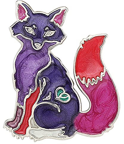 DOWAY Floral Emaille Fuchs Geschenke Cute Fuchs Brosche Pins für Frauen Damen Mädchen Mode Schmuck Charms (Violett)