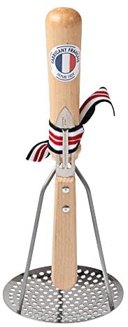 Roger Orfevre Presse-purée et éplucheur en acier inoxydable, 100% fabriqué en France, manche en bois (naturel)