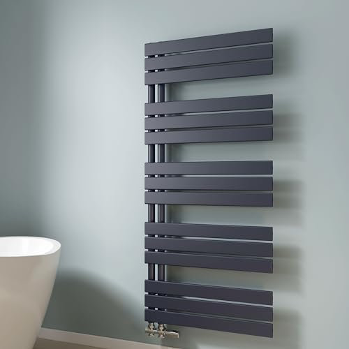 EMKE Radiateur Panneau, Sèche Serviettes à Eau Chaude 838W, Porte-Serviettes pour Le Chauffage de la Salle de Bain, Chauffe Serviettes à température constante 132 * 60 cm, Anthracite