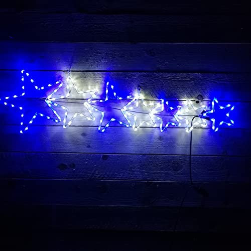 Samuel ALEXANDER 1.2m LED Rope Light 7 Star Silhouette Christmas Decoration in Cool White & Blue