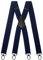 Olata Breite und Robuste X-förmige Hosenträger mit Karabinerhaken – 4 cm breit, Verstellbar, Unisex, Ideal für Arbeit und Alltag. Dunkelblau (Schwarz Clips)
