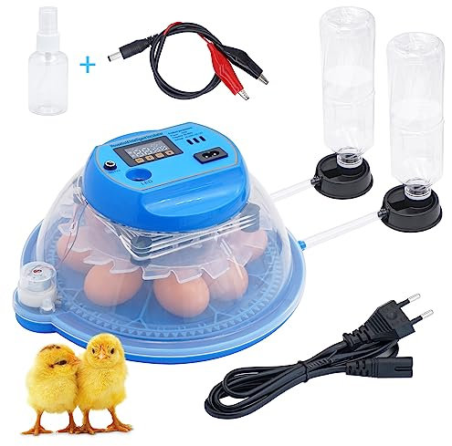 Brutautomat Vollautomatisch, Inkubator für 8 Eier, Inkubator mit Automatischer Eierwende und Temperaturregelung, Digitale LED Anzeige Eierinkubator, Geeignet für Huhn, Ente, Gans, Taube, Wachtel