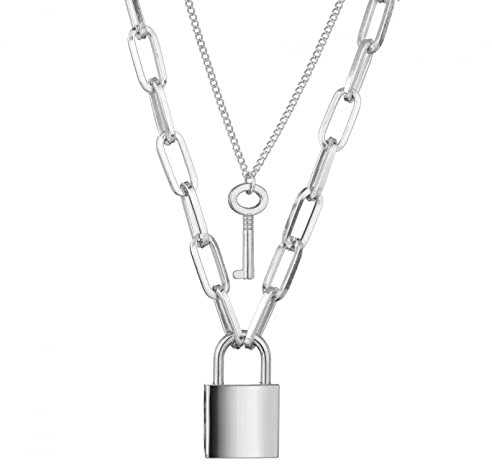 Necklace Pendant Punk Lock Key Pendant Necklace For Women Padlock Couple Gothic Jewelry Statement Necklace For Women friendship necklace Wedding Christmas for women