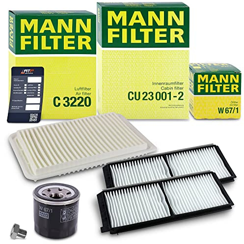 MANN-FILTER Inspektionspaket Filterset 1x Ölfilter, 1x Luftfilter, 1x | Kompatibel mit: MAZDA 2