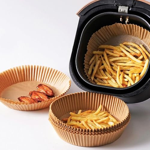 Air Fryer Disposable Paper Liner, Premium 6.3 Inch Air Fryer Paper Liners 100Pcs Non-Stick Disposable Air Fryer Liners, Baking Paper Food Grade Parchment Paper for Baking and Roasting (Pack of 100)