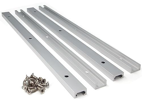 Zeberoxyz 400m Aluminium T-Track Slider mit Schrauben Doppelschnitt Profil Universal mit vorgebohrten Montagelöchern für Holzbearbeitung und Klemmen DIY Werkzeuge (Größe:400mm, 4pcs)