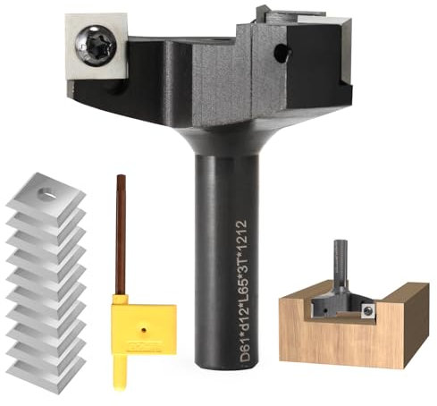 Trvoxviq 3 frese per flauti da 12 mm, con 10 coltelli intercambiabili in metallo duro (12 x 12 x 1,5 mm), diametro 39 mm, fresa professionale per fresatrice superiore e macchine CNC (D=61 S=12)
