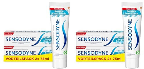 Sensodyne Sensitiv Extra Frisch Zahnpasta Doppelpack, 2x 75ml, tägliche Zahnpasta bei schmerzempfindlichen Zähnen (Packung mit 2)