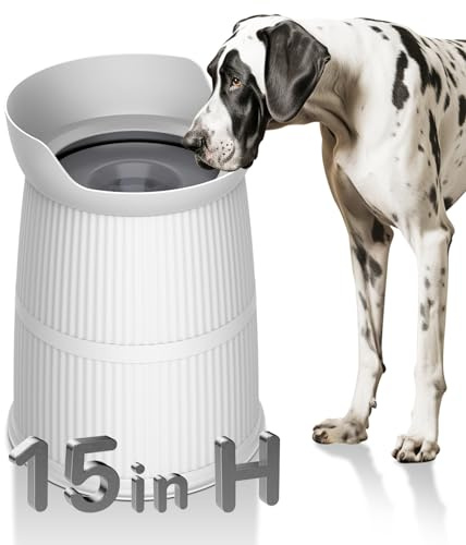 15.4in High Elevated Dog Water Bowls,4.4L No Spill Stainless Steel Bowl | Adjustable Raised Stand,Non-tip,Non-Slip, Water Dispenser for Large Medium Pets
